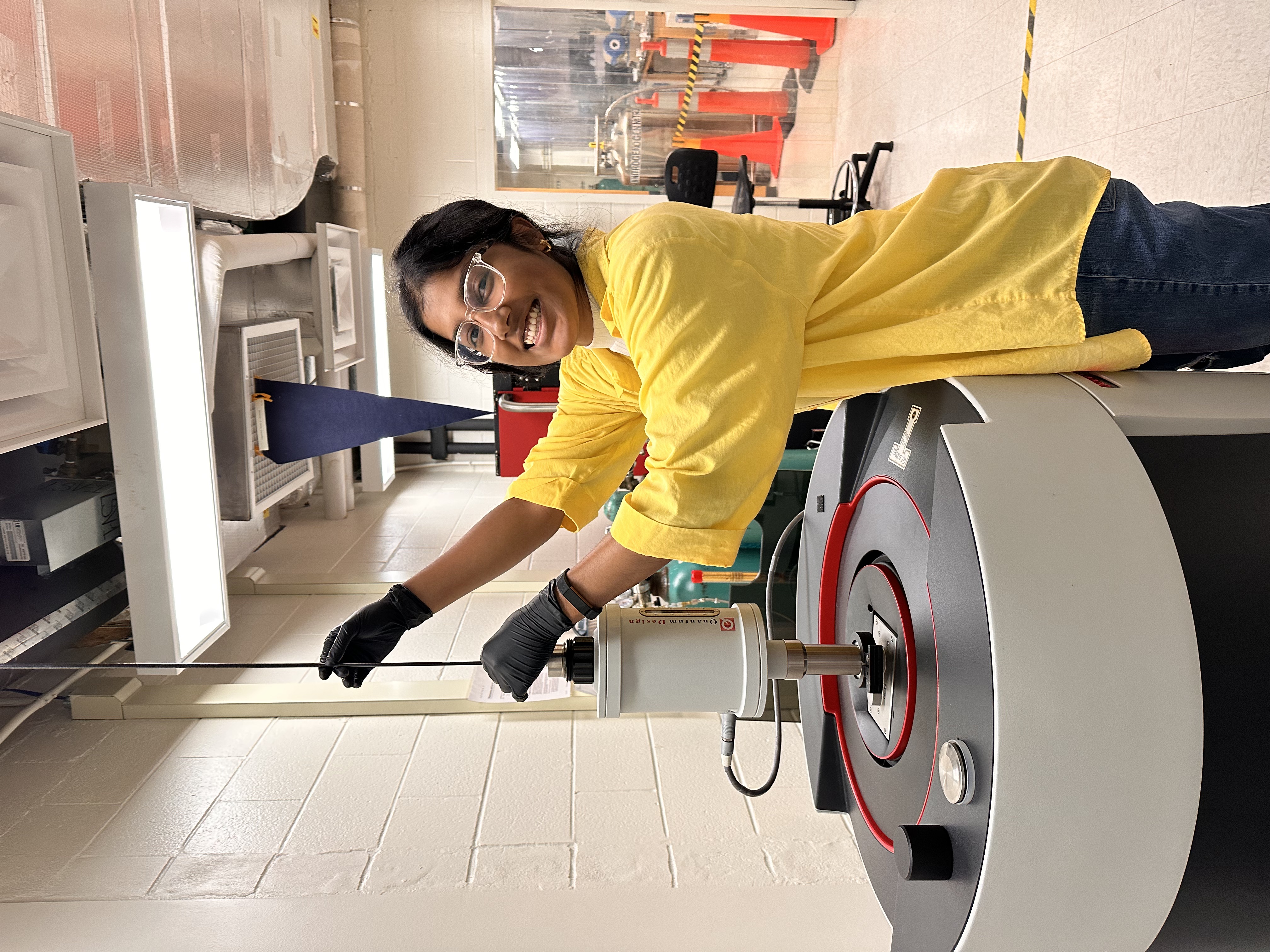 Shreenithi tests something in her lab.